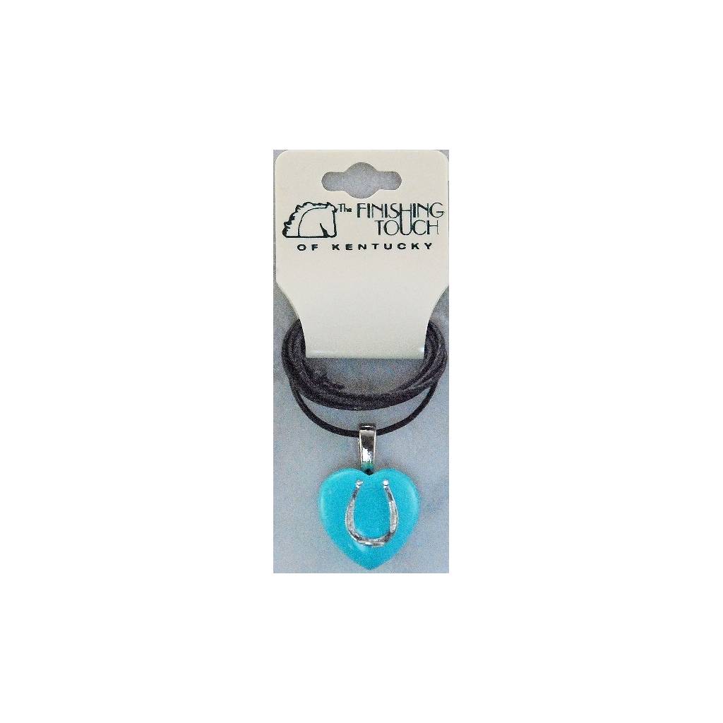 Finishing Touch Heart with Horseshoe and Bali Cord Necklace - Turquoise