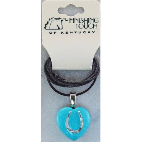 Finishing Touch Heart with Horseshoe and Bali Cord Necklace - Turquoise