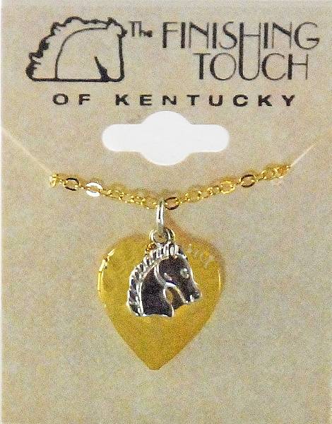 Finishing Touch 2-Tone Heart Locket with  Horse Head Charm