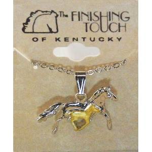 Finishing Touch 2-Tone Galloping Mare and Foal Necklace