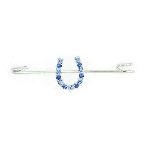 Finishing Touch Blue 2-Tone Rhinestone Horseshoe Stock Pin