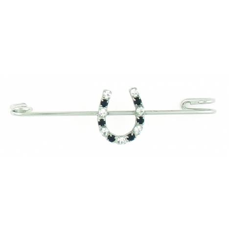 Finishing Touch Jet/Crystal Rhinestone Horseshoe Stock Pin