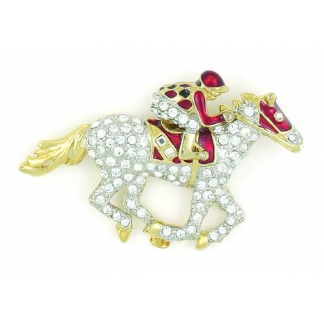 Finishing Touch Pave' Thoroughbred Racer Pin - Red