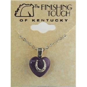 Finishing Touch 12 mm Heart with  Horseshoe Necklace - Purple
