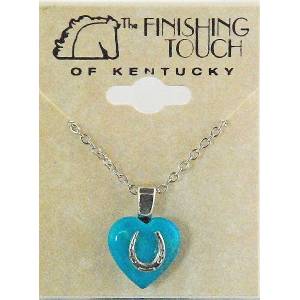 Finishing Touch 12 mm Heart with  Horseshoe Necklace - Turquoise Howlite