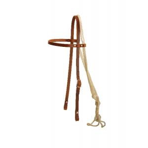 Tory Leather Headstall - Braided Nylon Rope Fiador