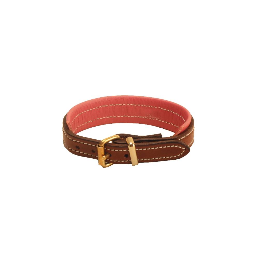 Tory Leather 1/2" Padded Leather Bracelet with Brass Buckle