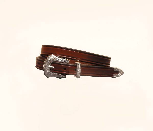 TORY LEATHER 3/4 Plain Creased Belt with | EquestrianCollections