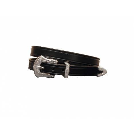 Tory Leather 3/4" Plain Creased Belt & 3-Pc Eng Silver Buckle Set