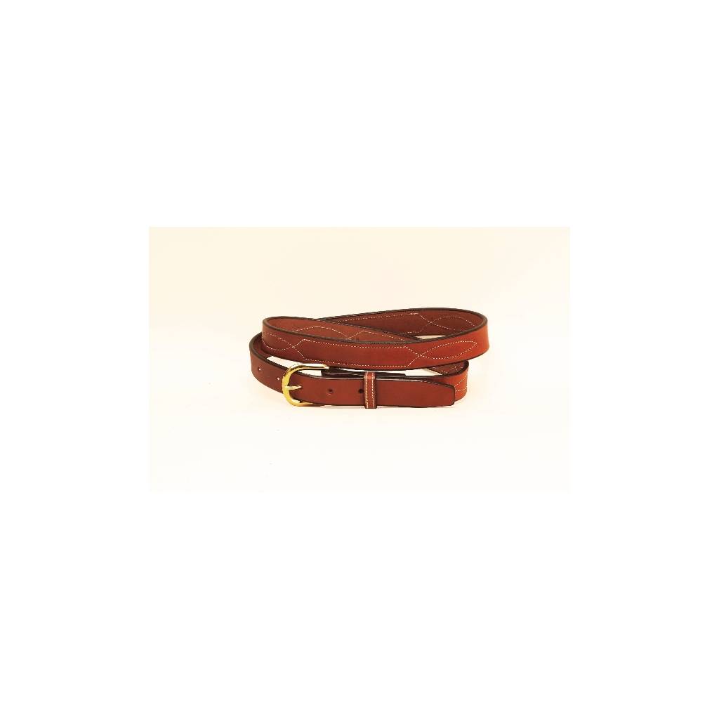 Tory Leather 1" Belt with Stitched Pattern