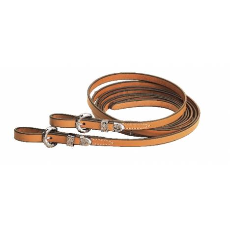 Tory Leather Single Ply Split Reins - 3-Piece Silver Buckle Set