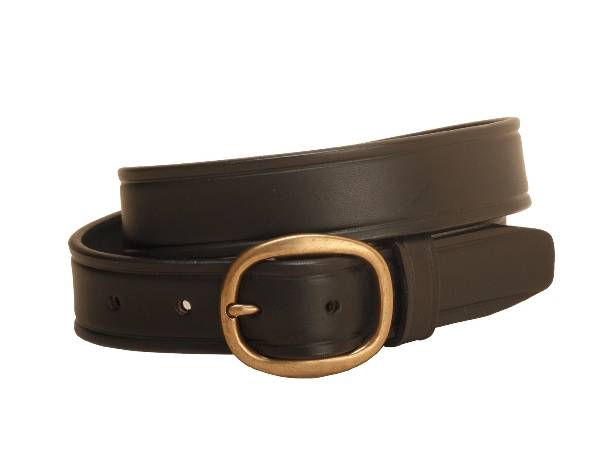 Tory Leather Plain Leather Belt with Brass Buckle- 1 1/4