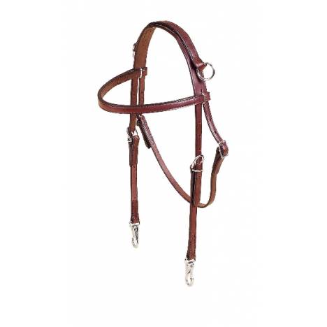 Tory Leather Brow Band Training Headstall - Nickel Snap Ends