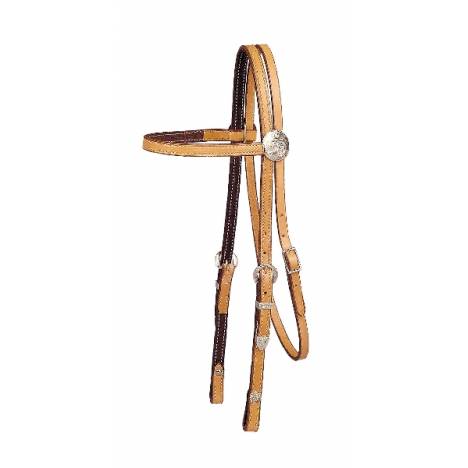 Tory Leather Brow Band Headstall - 3-Piece Silver Buckle Set