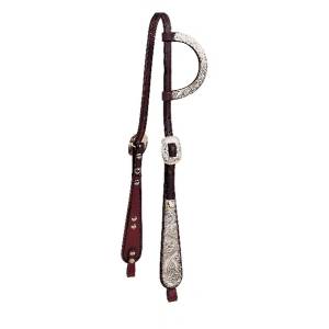 Tory Leather Old West Oklahoma Style One Ear Headstall With  Wide Buckaroo Cheeks