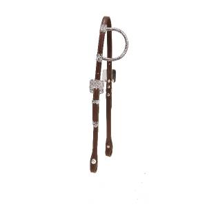 Tory Leather Solid Silver Sliding One Ear Headstall With  3-Piece Sonora Buckle Set