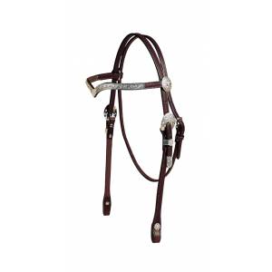 Tory Leather Pecos Bill Beaded Style Silver V Brow Headstall