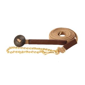 Tory Leather Cotton Web & Leather Lunge Line - Brass Plated Chain