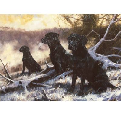 Winter Workers (Labrador Retriever) Blank Greeting Cards - 6 Pack