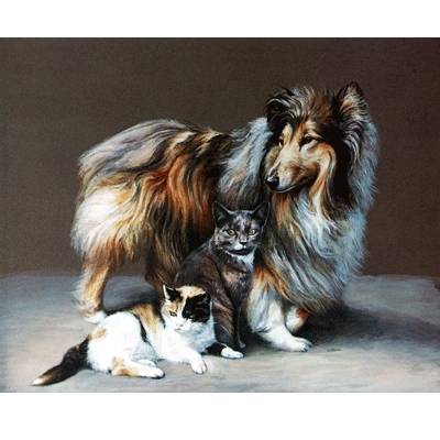 Collie & Kittens By: L. Tindall