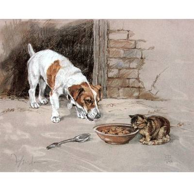 5-582074 Terrier & Cat By: David Thompson, Matted sku 5-582074