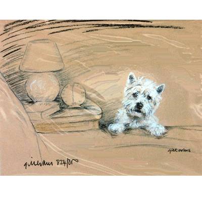 5-582317 Westie by Bed By: Gill Evans, Matted sku 5-582317