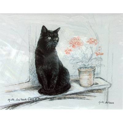 5-582346 Black Cat By: Gill Evans, Matted sku 5-582346