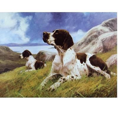 Ready and Waiting (English Pointer) Blank Greeting Cards - 6 Pack