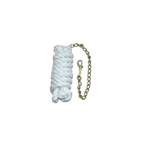 White Cotton Lead with Brass Plate Chain