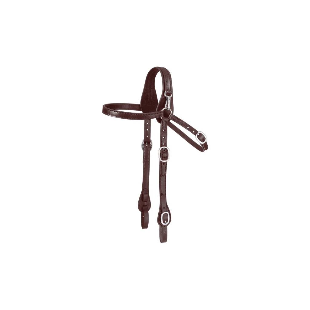 Tough-1 Leather Mule Headstall with Snap Crown