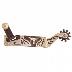 Western Show Spur with Silver Steer and Overlay