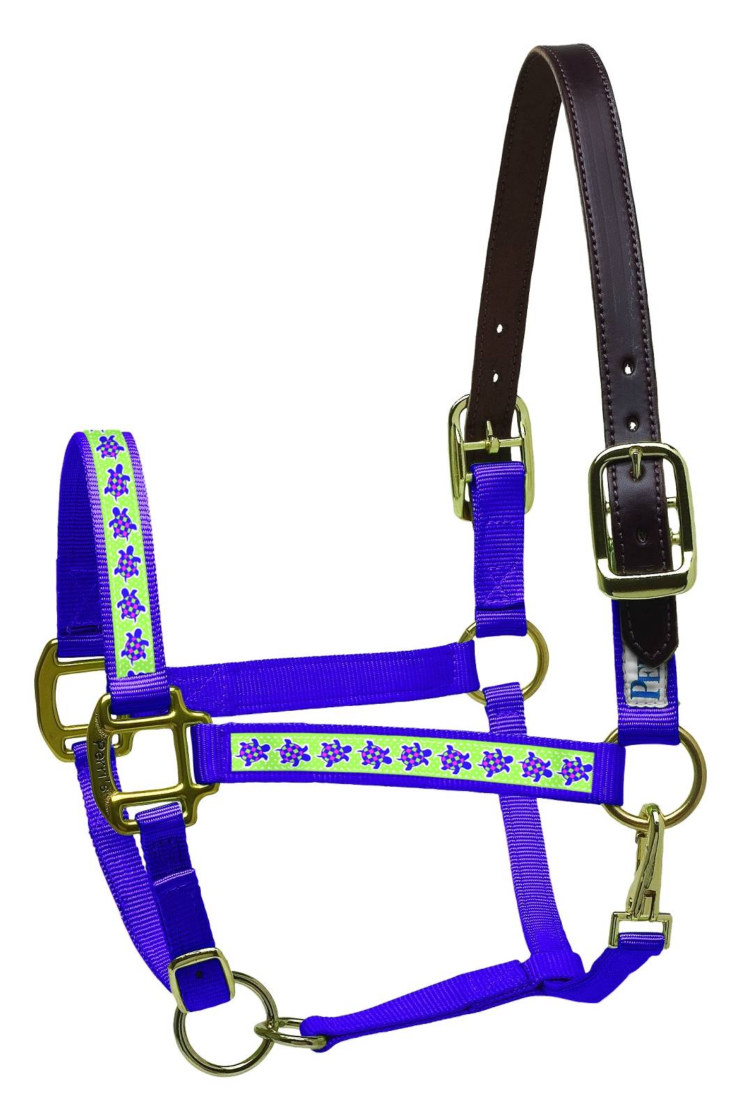 Perris Leather Ribbon Safety Halter - Turtles