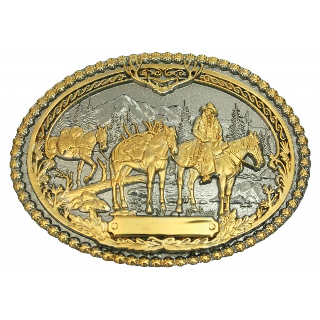 Montana Silversmiths Pack Horses and Rider Two Tone Attitude Belt Buckle