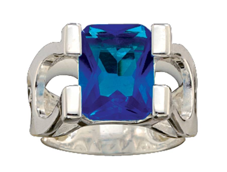 Montana Silversmiths Big and Blue on Horseshoes Ring