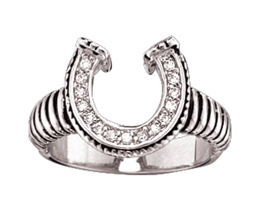 5-613767 Montana Silversmiths Striped Horseshoe Ring sku 5-613767