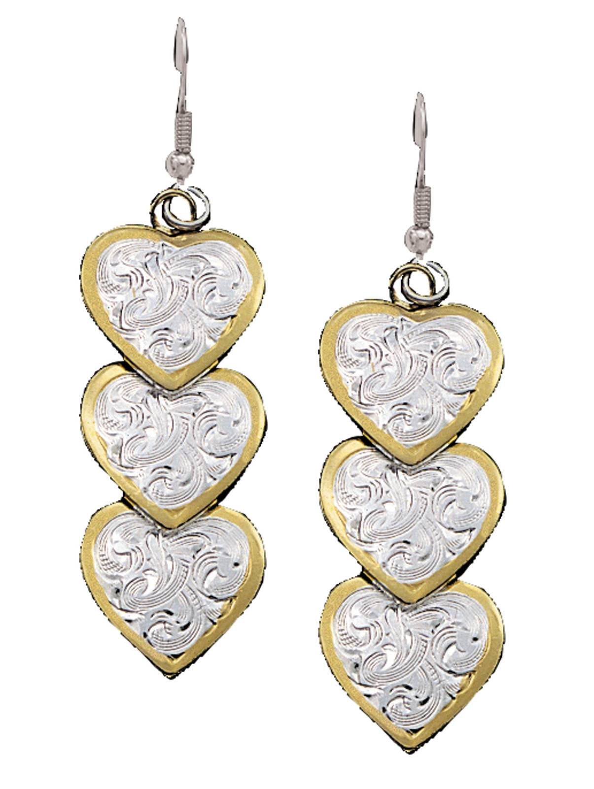 5-614004 Montana Silversmiths Triple Hearts of Silver and G sku 5-614004