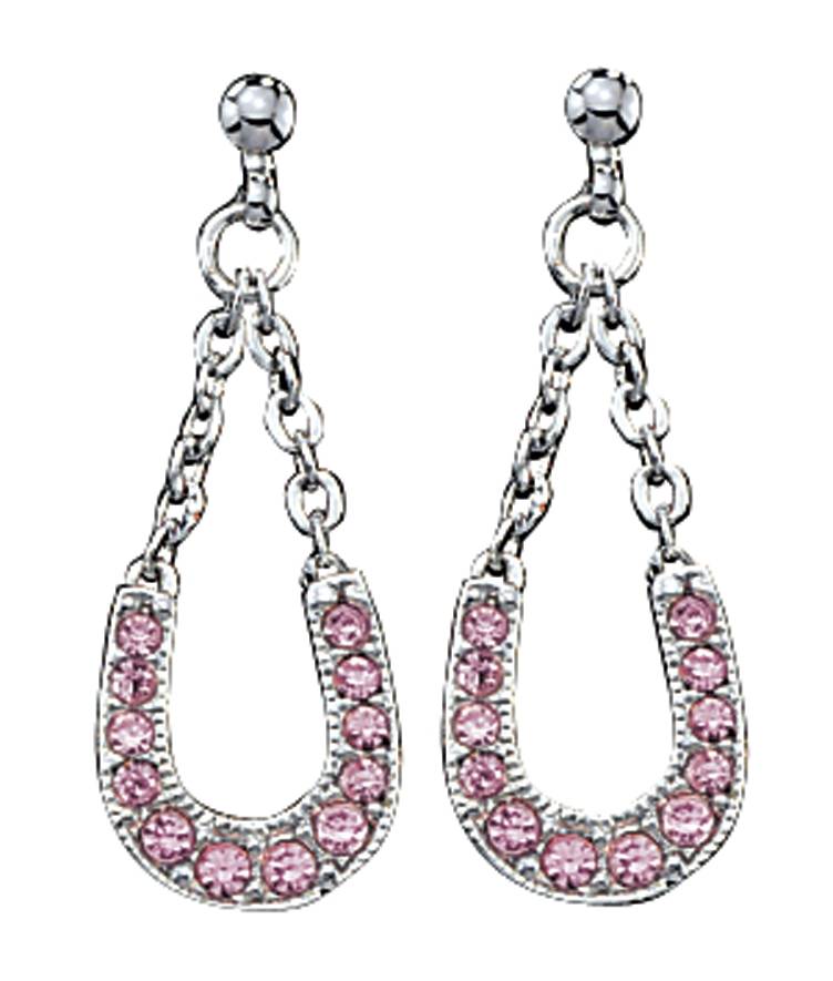 Montana Silversmiths Pink Ice Lucky Horseshoe Dangle Earrings