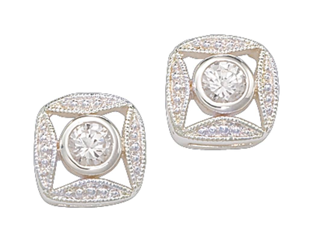 5-614073 Montana Silversmiths Bezel Set Square Crystal Earr sku 5-614073