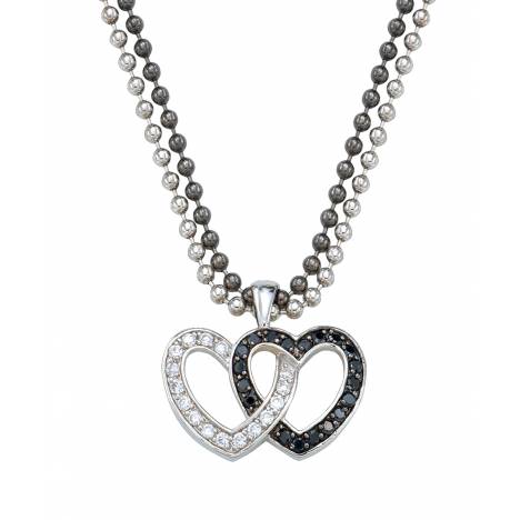Montana Silversmiths Crystal and Black Double Heart Pendant Necklace