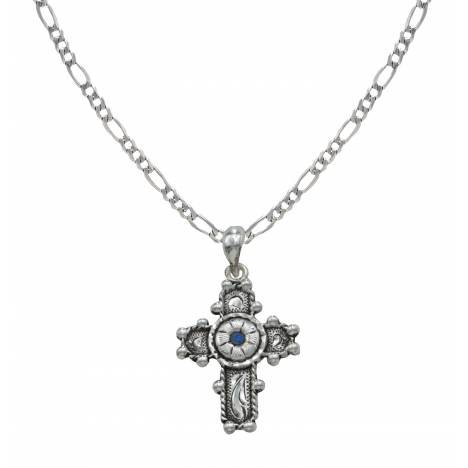 Montana Silversmiths Beaded Cross with Blue Flower