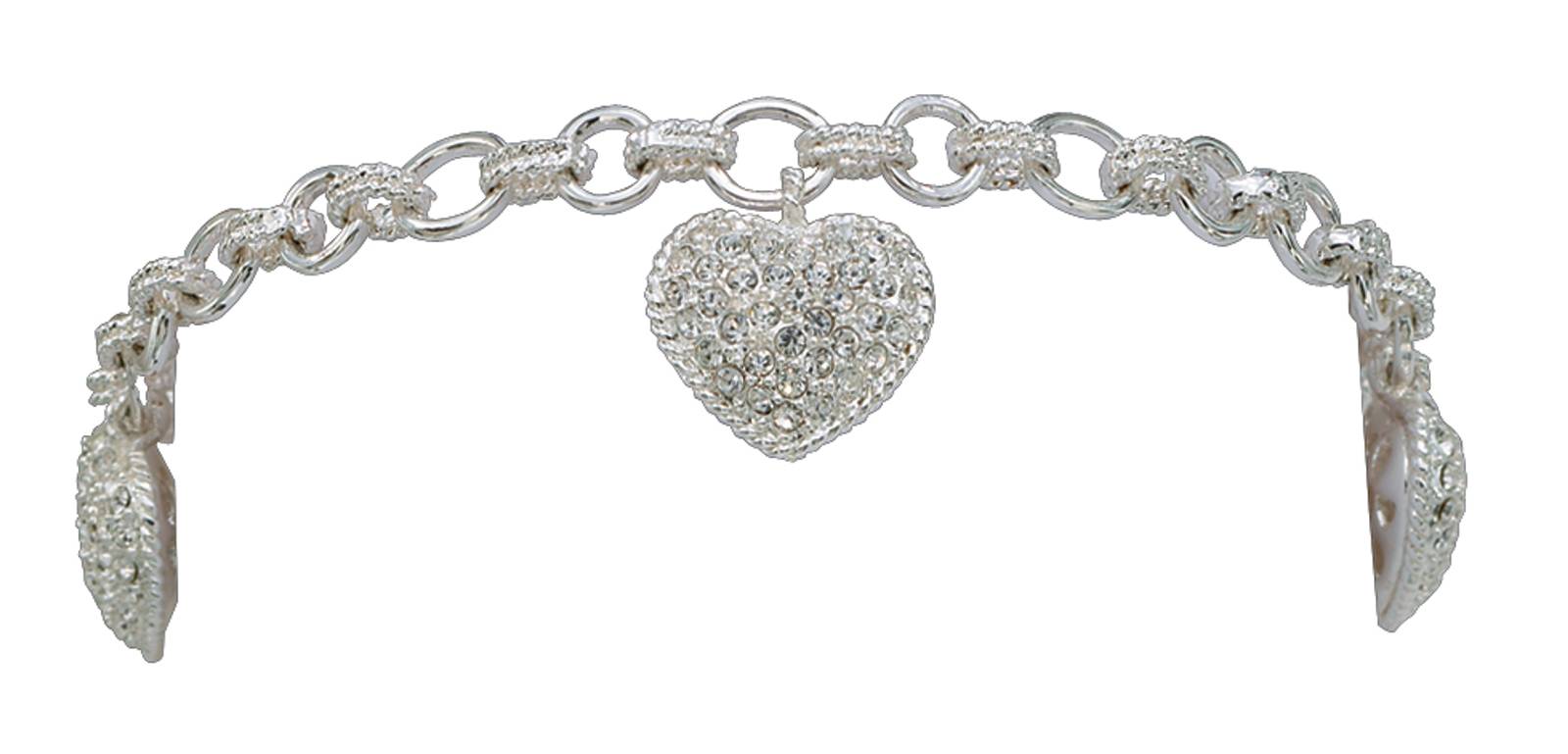 Montana Silversmiths Puffy Pave Heart Link Bracelet