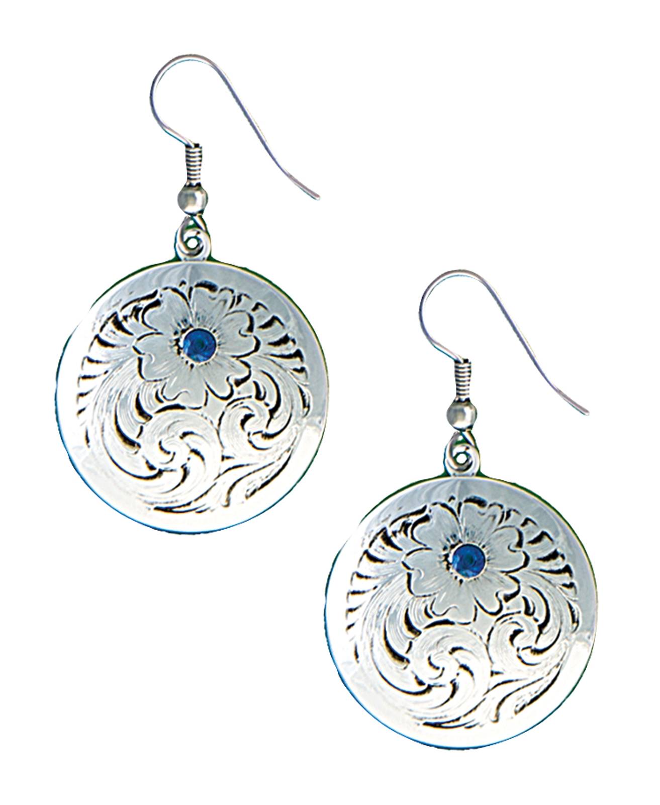 Montana Silversmiths True Blue Classic Montana Silver Engraved Concho Earrings