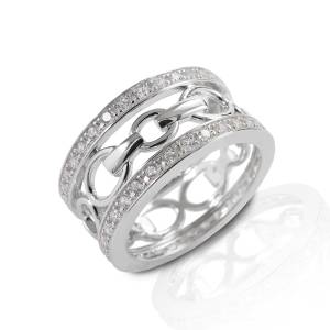 Kelly Herd Wide Band Bit Ring - Sterling Silver