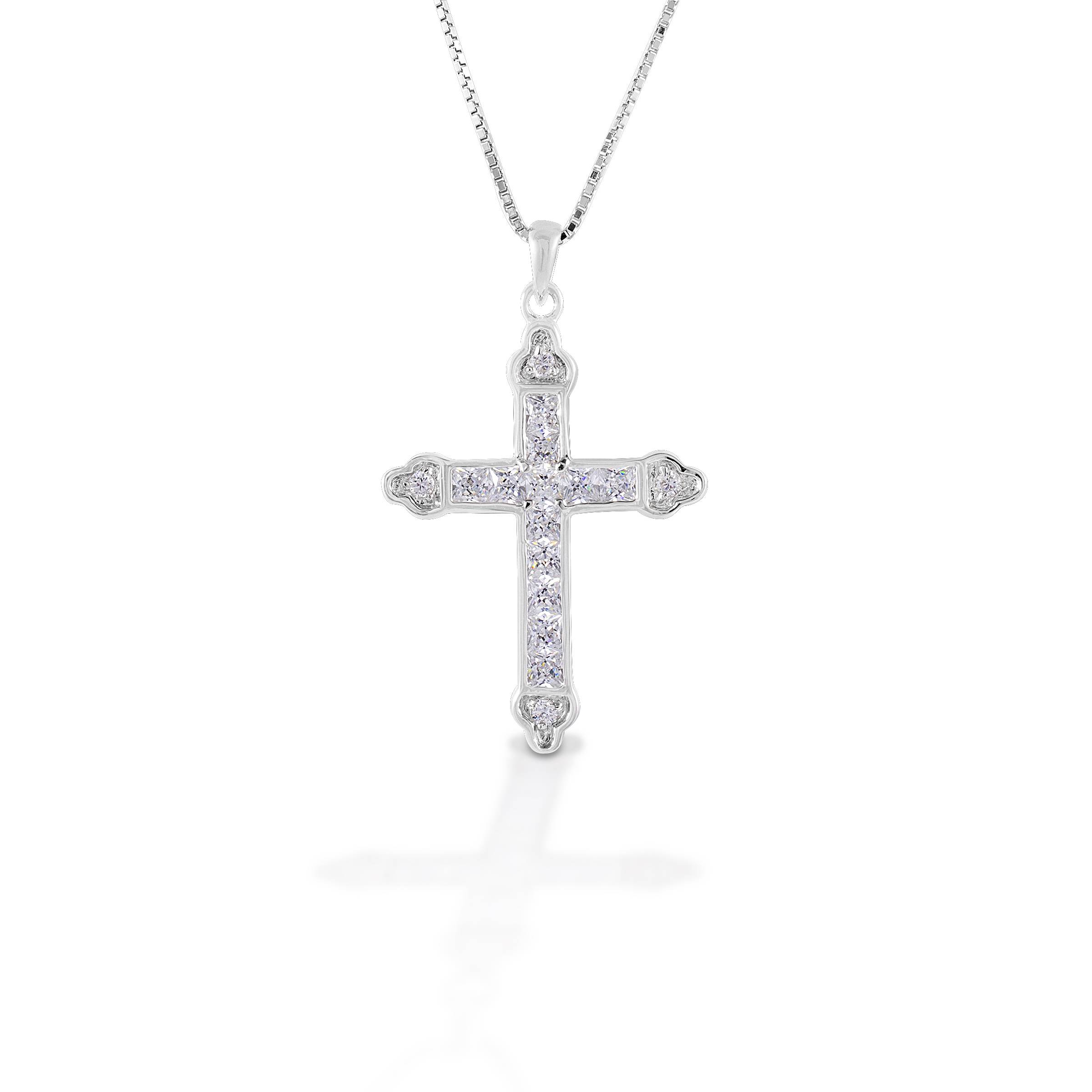 Kelly Herd Clear Cross Necklace - Sterling Silver