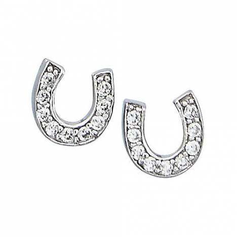 AWST Int'l Sterling Silver & CZ Horseshoe Stud Earrings