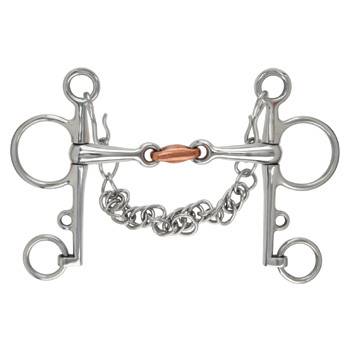 Shires Hanging Cheek Copper Lozenge Snaffle Bit Stainless Steel Sizes 4.5-5.5"