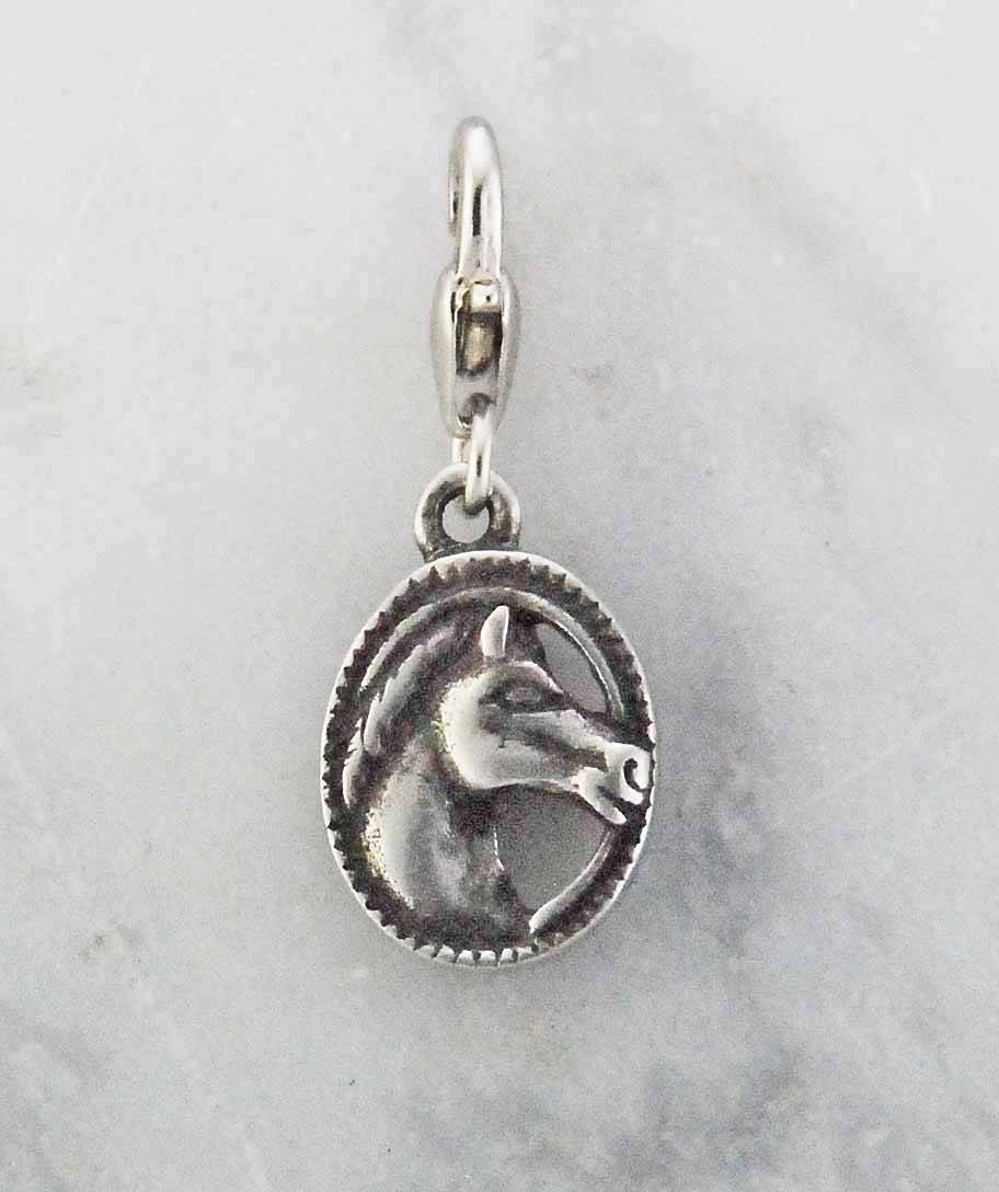 Barbary Horse Head in Oval Charm