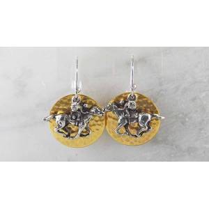 Finishing Touch Thoroughbred Racer On Round Disc French Wire Earrings