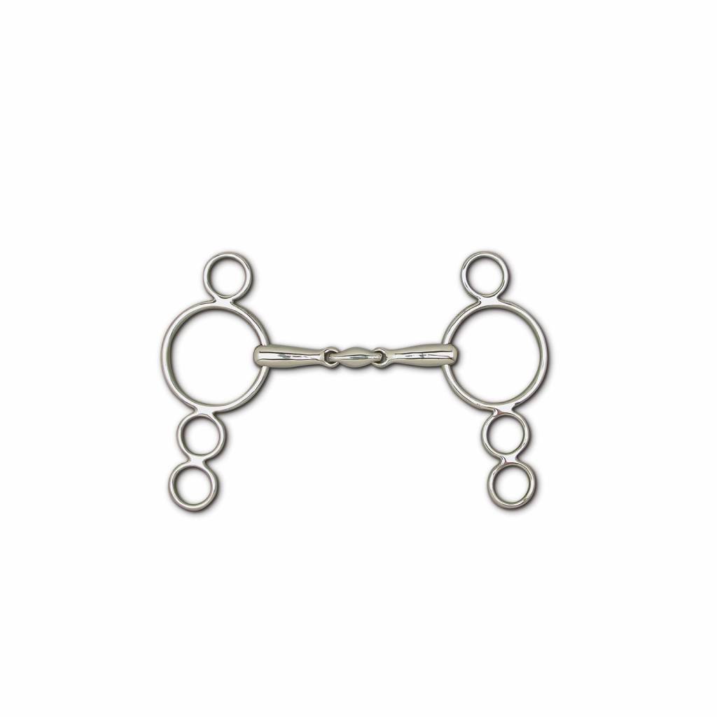 Toklat 16mm 3-Piece Snaffle 4-Ring Continental Gag- 6 1/2" Cheek