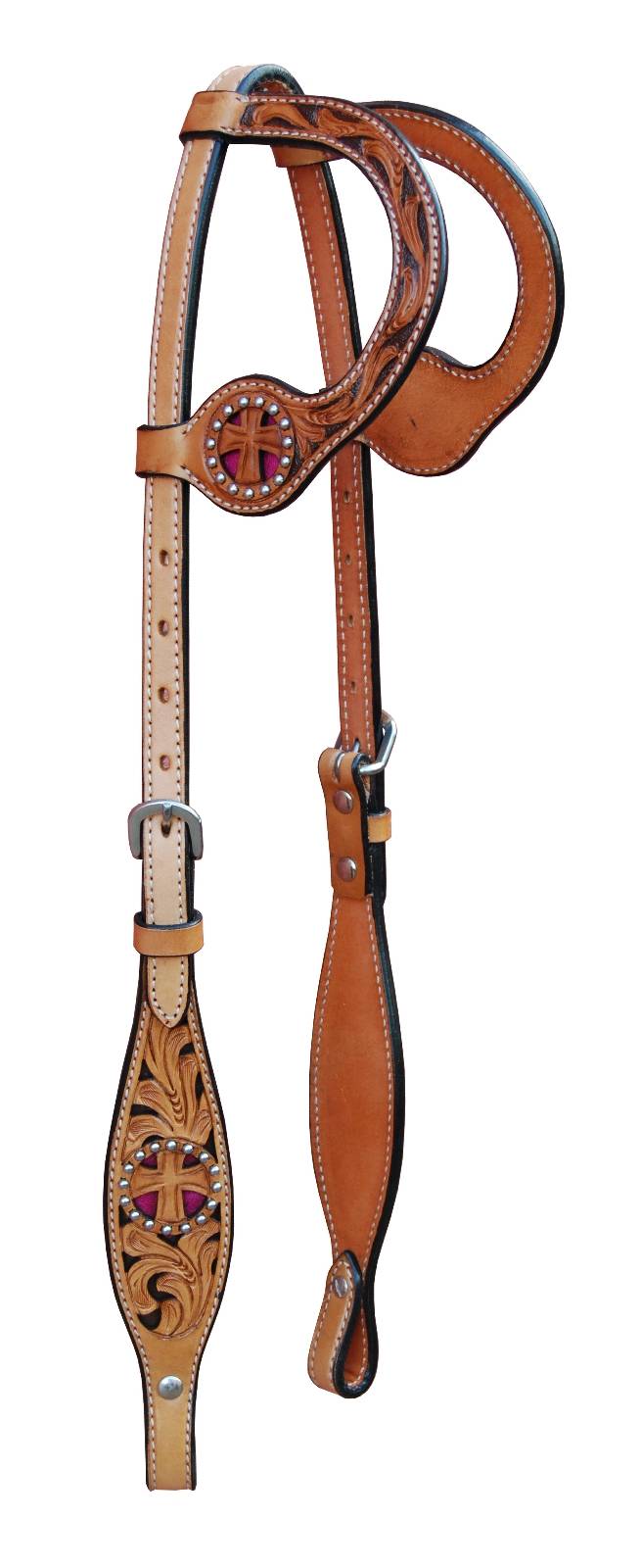 468923PINK HRSE Turn-Two Double Ear Headstall - St. Christopher sku 468923PINK HRSE